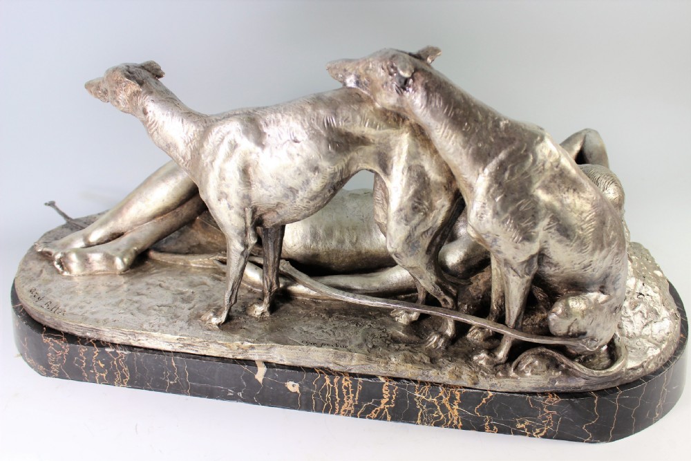 Ary Bitter 70cm French Art Deco Bronze Nude Diana and Greyhounds, c.1930 View XIV