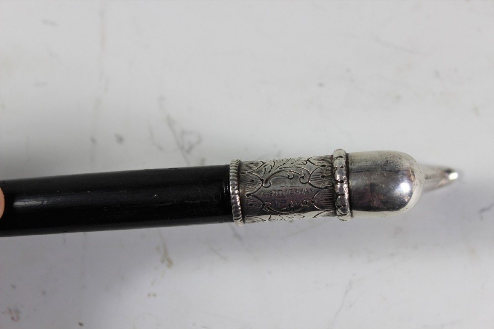 Original Edwardian Ebony Walking Stick with Stocking Leg Handle c1900 View VI