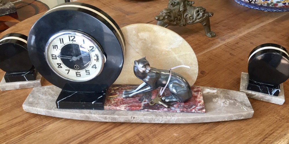 Belgian Art Deco Panther Clock c1930