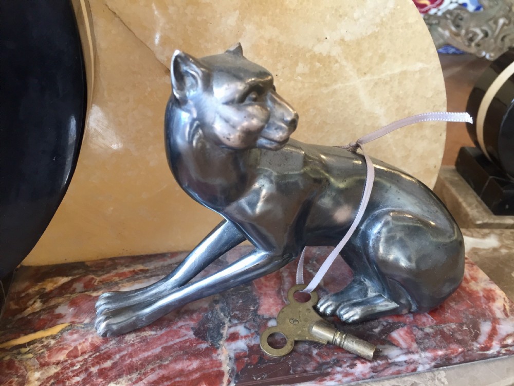 Belgian Art Deco Panther Clock c1930 View II