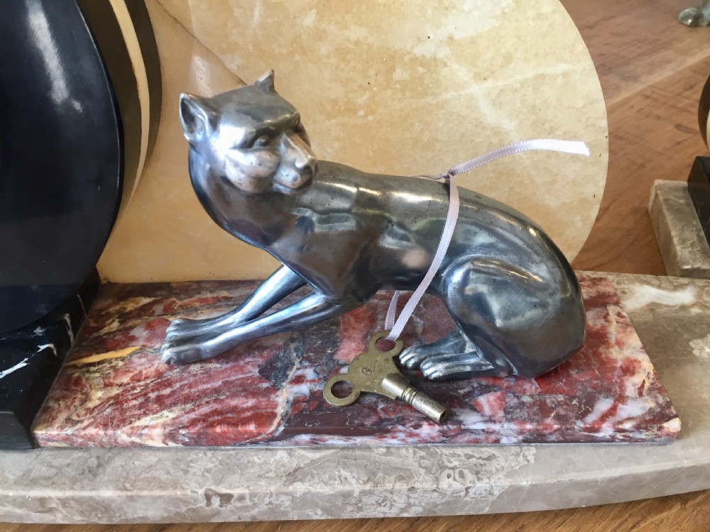 Belgian Art Deco Panther Clock c1930 View IV