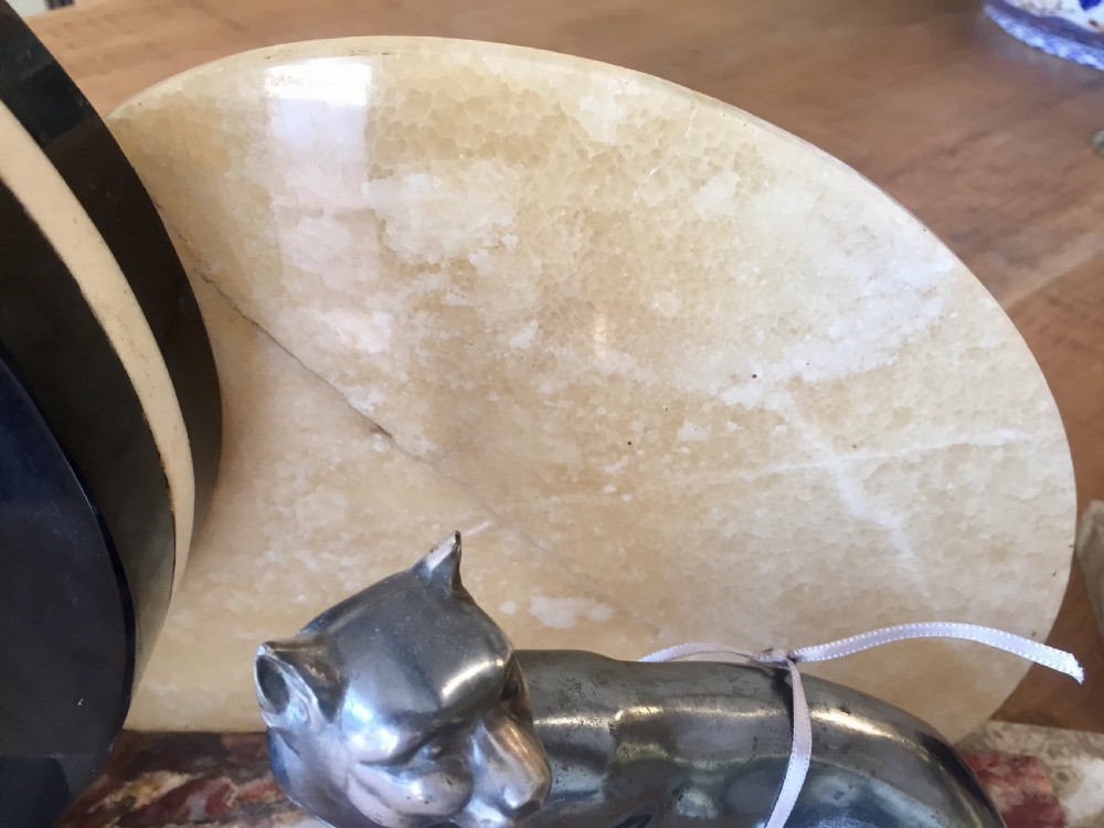 Belgian Art Deco Panther Clock c1930 View V