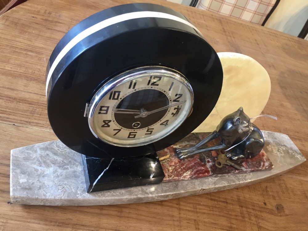 Belgian Art Deco Panther Clock c1930 View VIII
