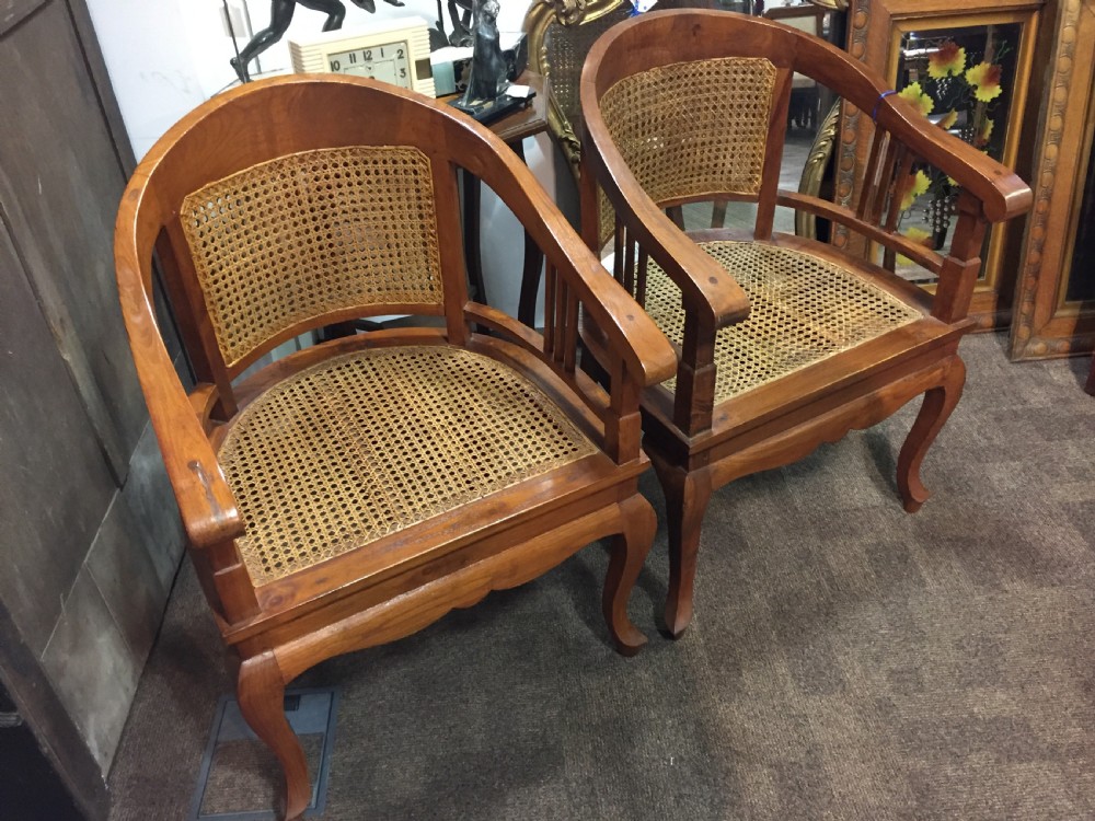 Pair Art Deco Period Club/ Captain's Cane Chairs c.1930 View II