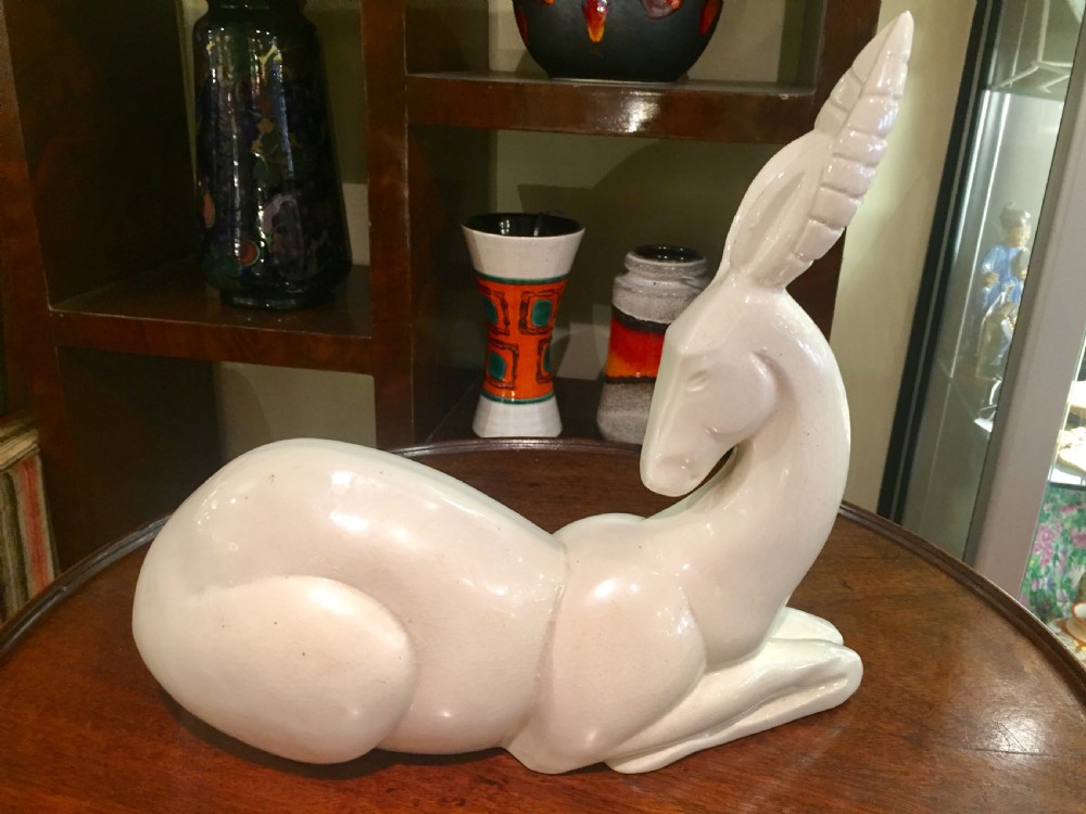 Lemanceau French Art deco craquele antelope c1930 View II