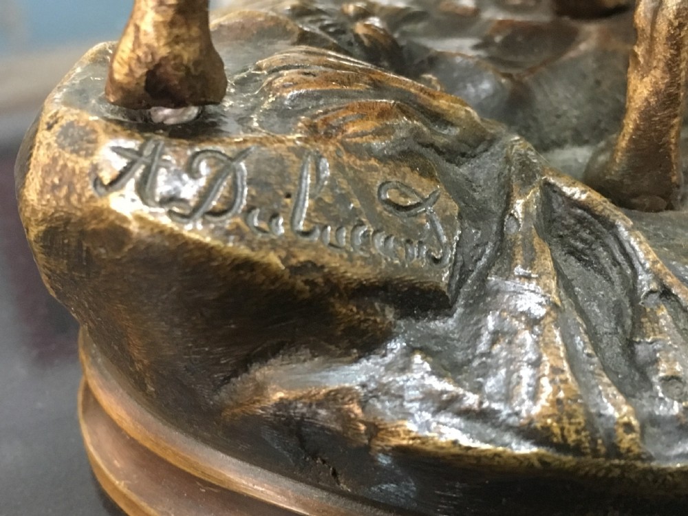 Alfred Dubucand Signed Bronze Casting of a Pair of Hunting Dogs C19th View IV