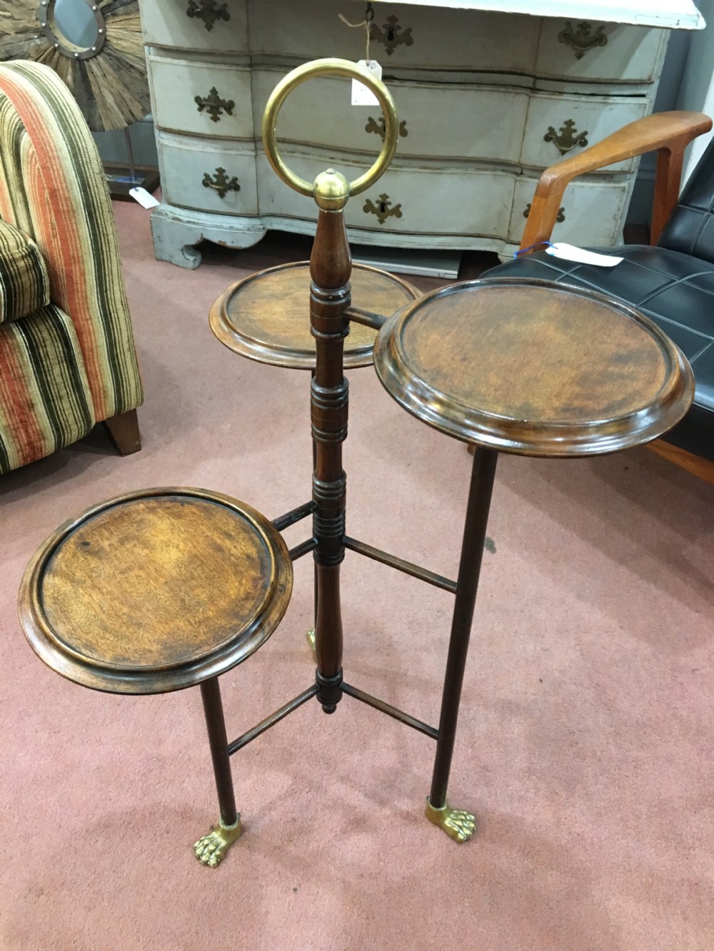Mahogany Cake Stand/Dumb Waiter with Three Serving Platters c1870
