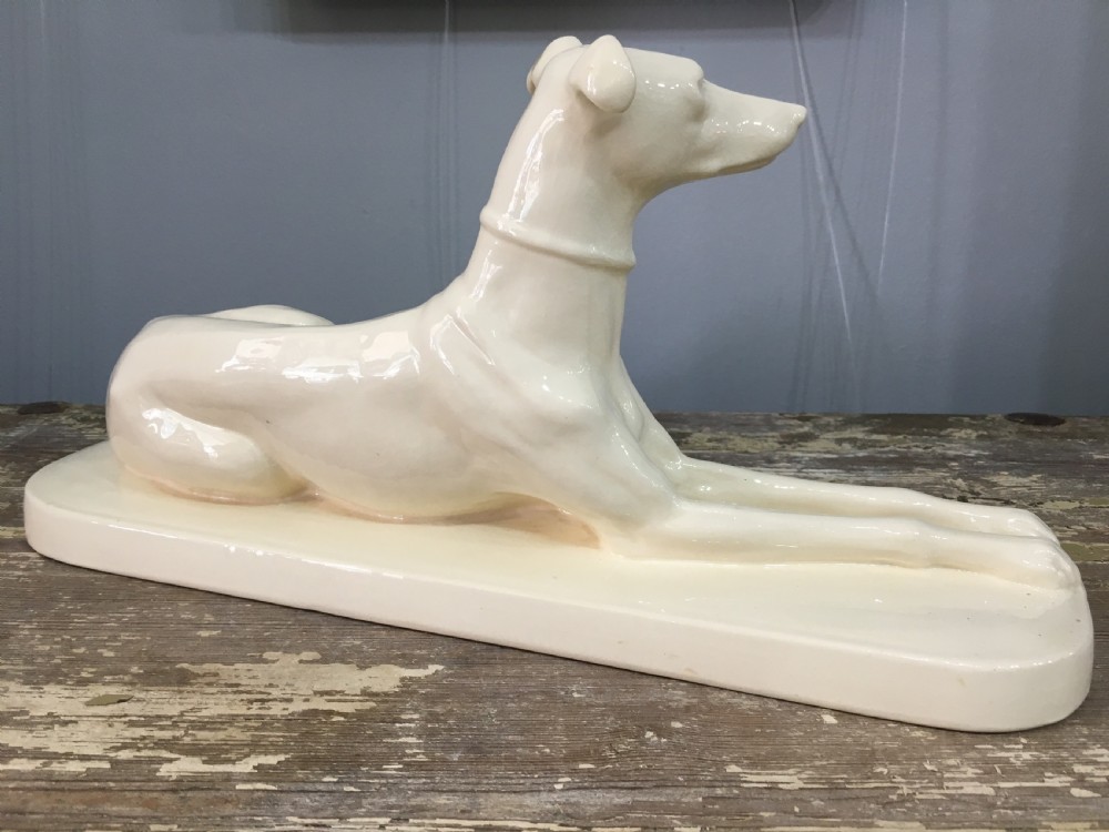 French Art Deco Ceramic Greyhound c1930 View II