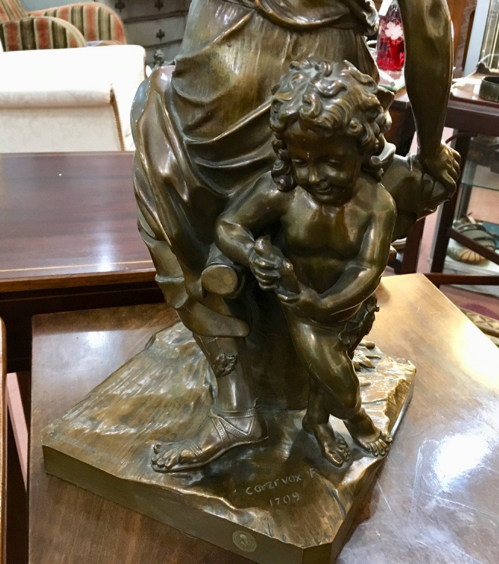 Bronze Statue of Woman & Child in Classical Dress/Style 19thC View IV