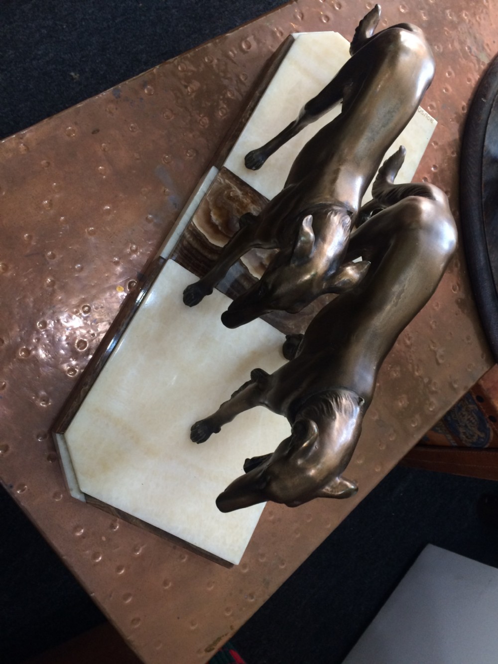 'BOUSQUET' PAIR OF ART DECO BORZOI DOGS c1930 View III