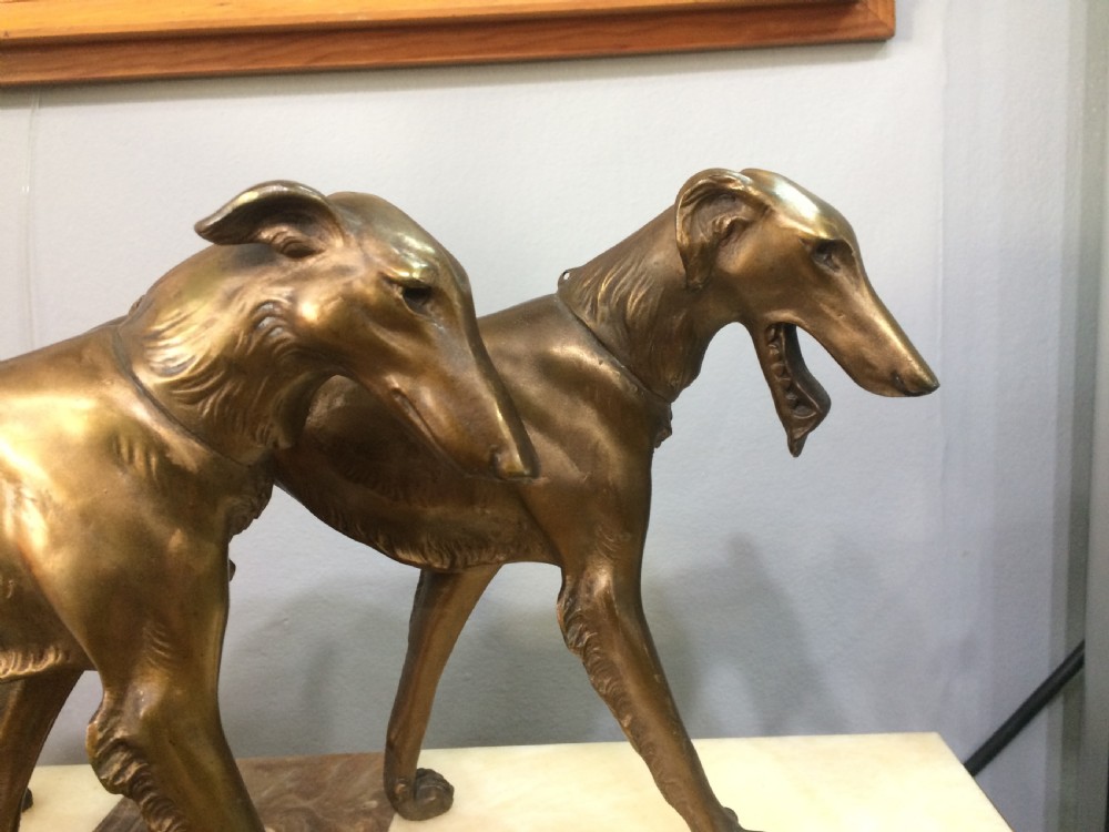 'BOUSQUET' PAIR OF ART DECO BORZOI DOGS c1930 View V