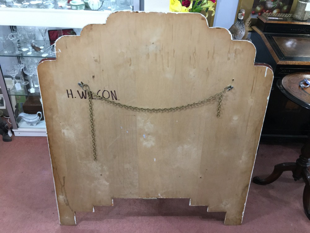 Art Deco Mirror with Waterfall Peach Panels c1930 View VIII