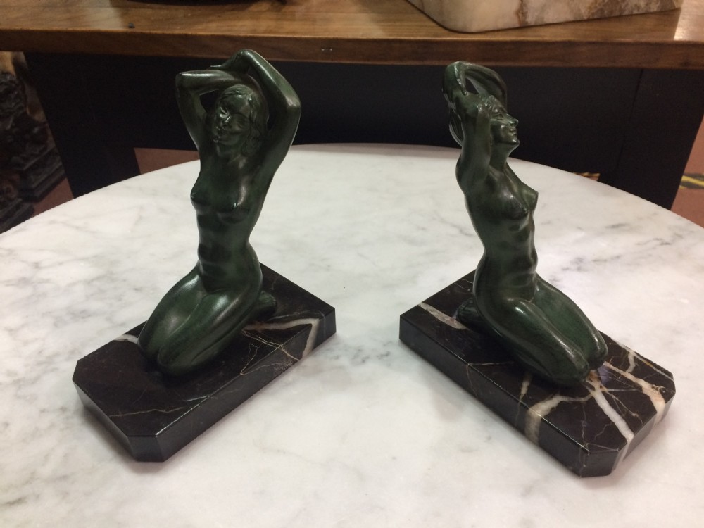 Art deco nude lady bookends. Maurice Font.
