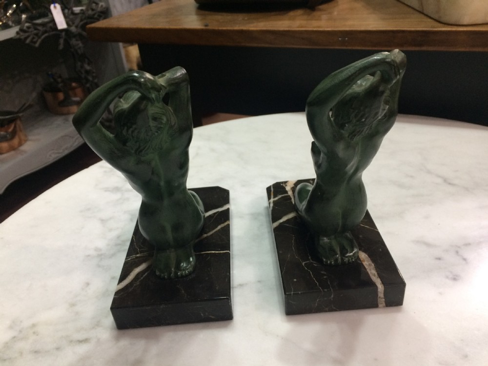 Art deco nude lady bookends. Maurice Font. View III