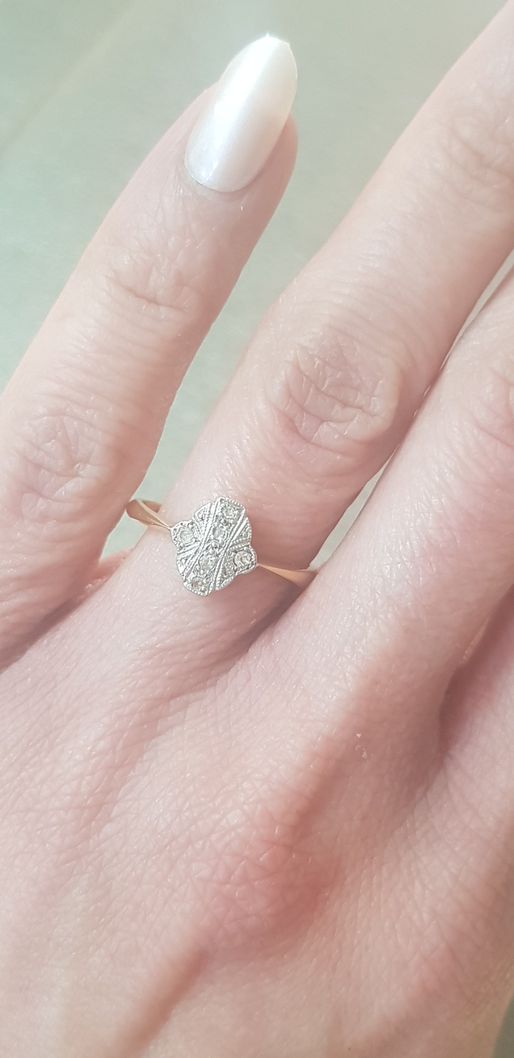 Art Deco Diamond on Platinum & 18 Carat Gold Ring - Size N View VI