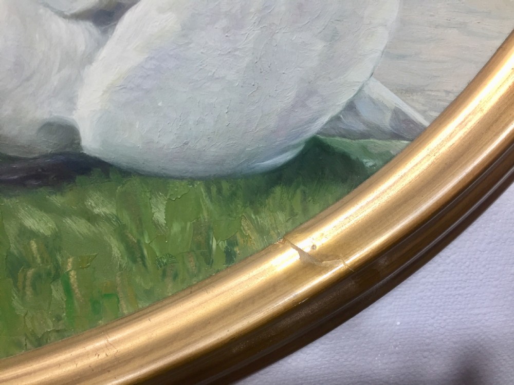 “Leda and the Swan” art nouveau nude oil on board c1910 View VI