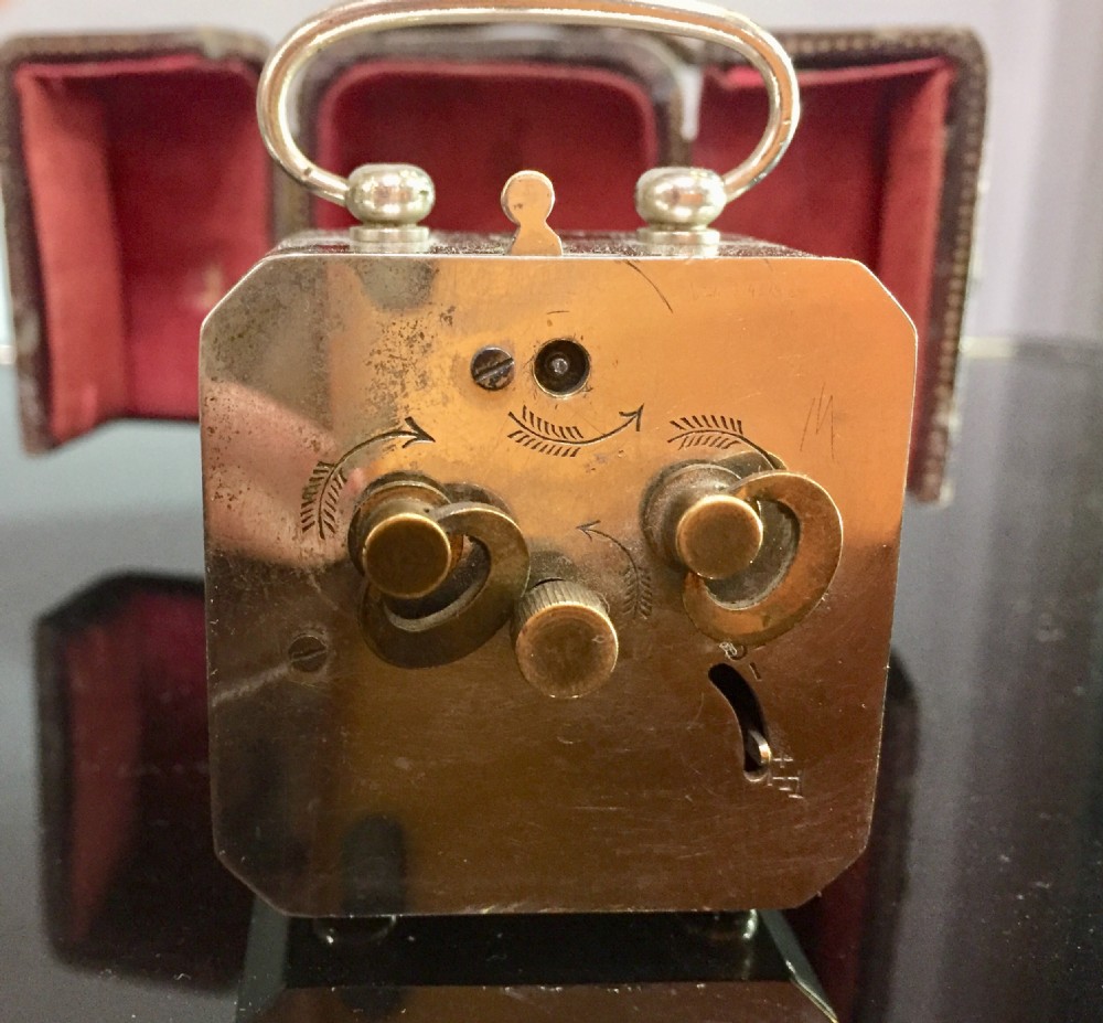 Silver plated Art Deco travel alarm clock c1930s View V
