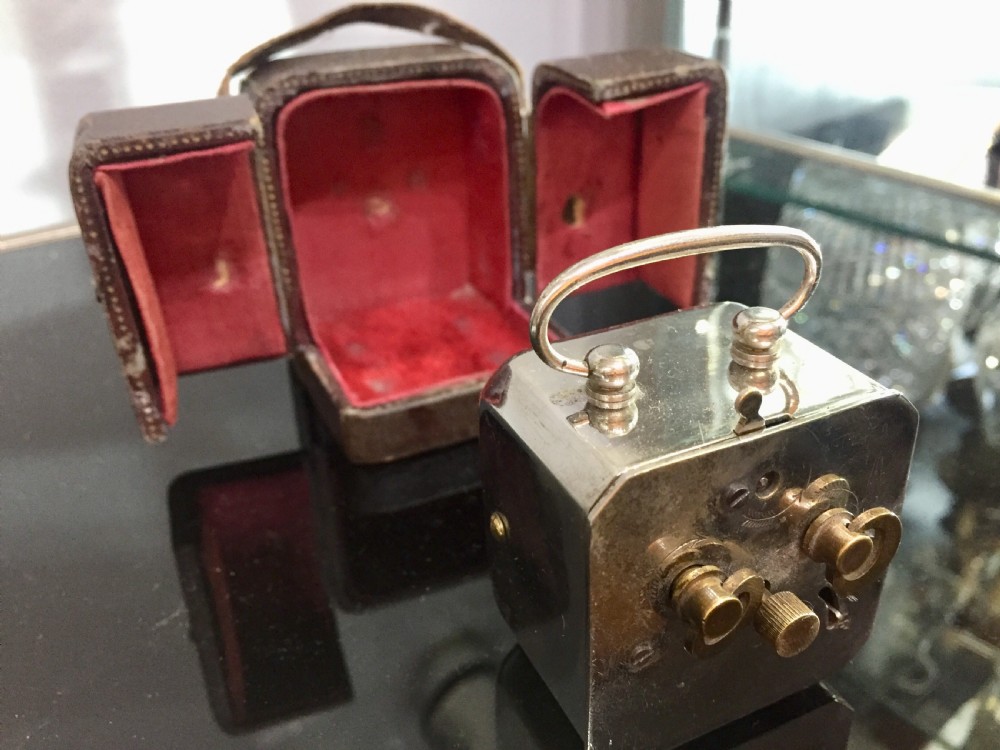 Silver plated Art Deco travel alarm clock c1930s View VI