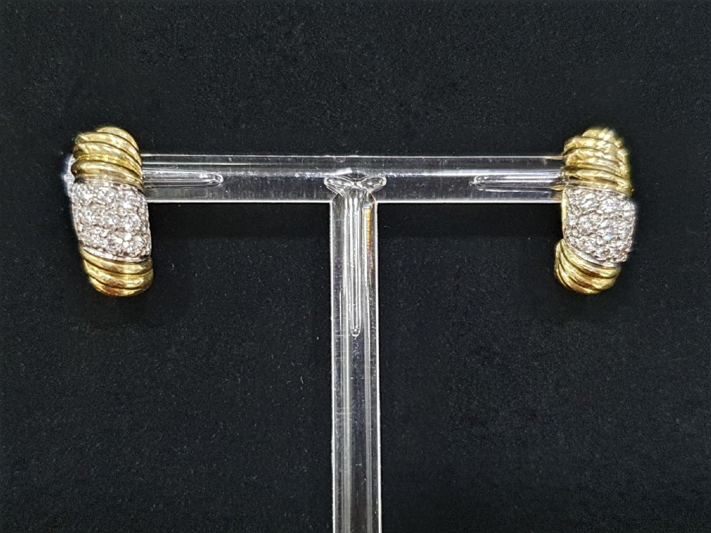 1950s Vintage Diamond Platinum 18ct Gold Pierced Demi-Hoop Earrings  View XVIII