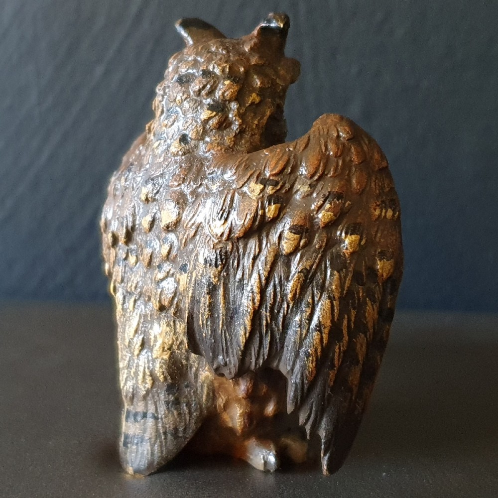 Original Austrian Cold Painted Bronze Owl c.1920 View III