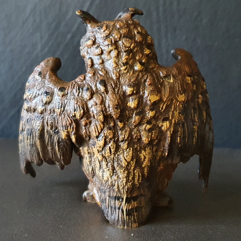Original Austrian Cold Painted Bronze Owl c.1920 View V