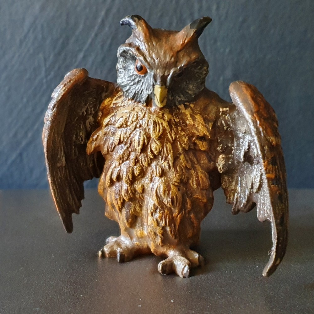 Original Austrian Cold Painted Bronze Owl c.1920