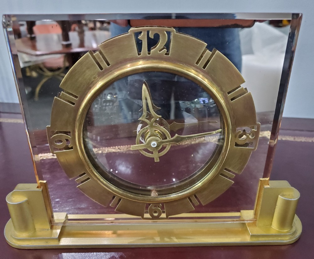 Art deco Peach Glass Clock c1930