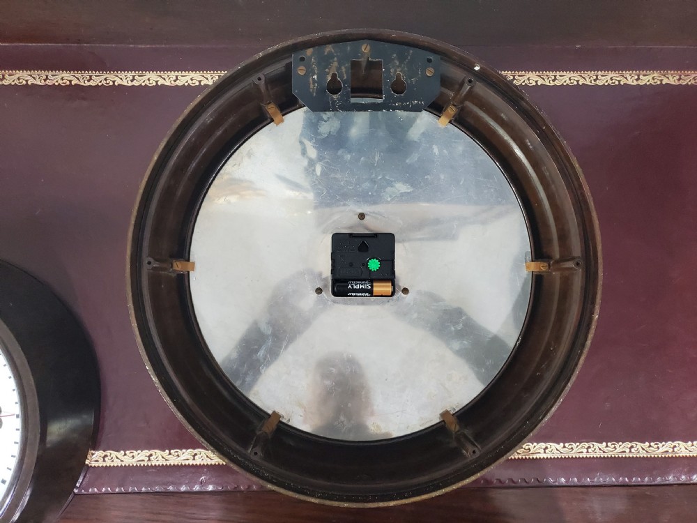 Large 37cm Smiths Battery Bakelite Wall Clock c1930 View V
