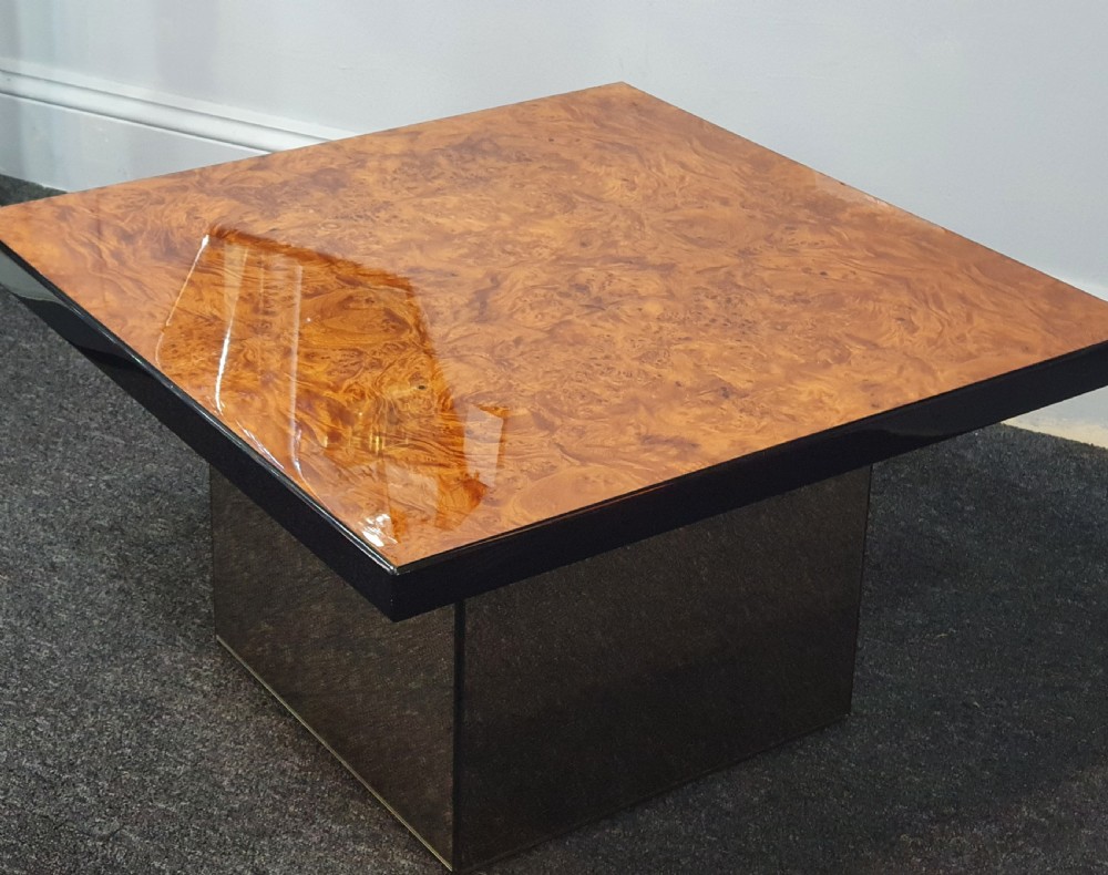 Paul Michel Roche Bobois French Designer Burr Walnut Coffee Table View III