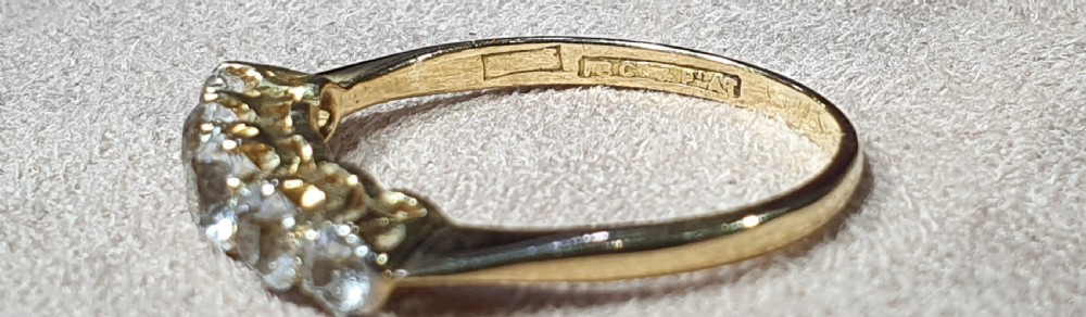 Five Stone White Sapphire 18ct Gold Ring c.1930 - size T View IX