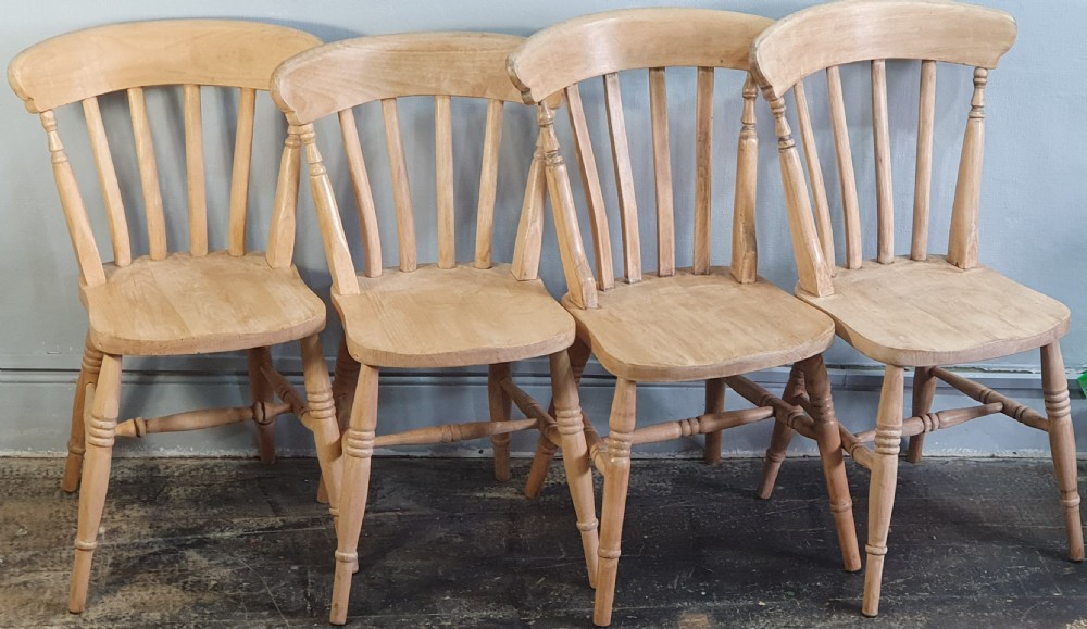 Set of Four Victorian Beechwood Farmhouse Kitchen Chairs c1880 View IV