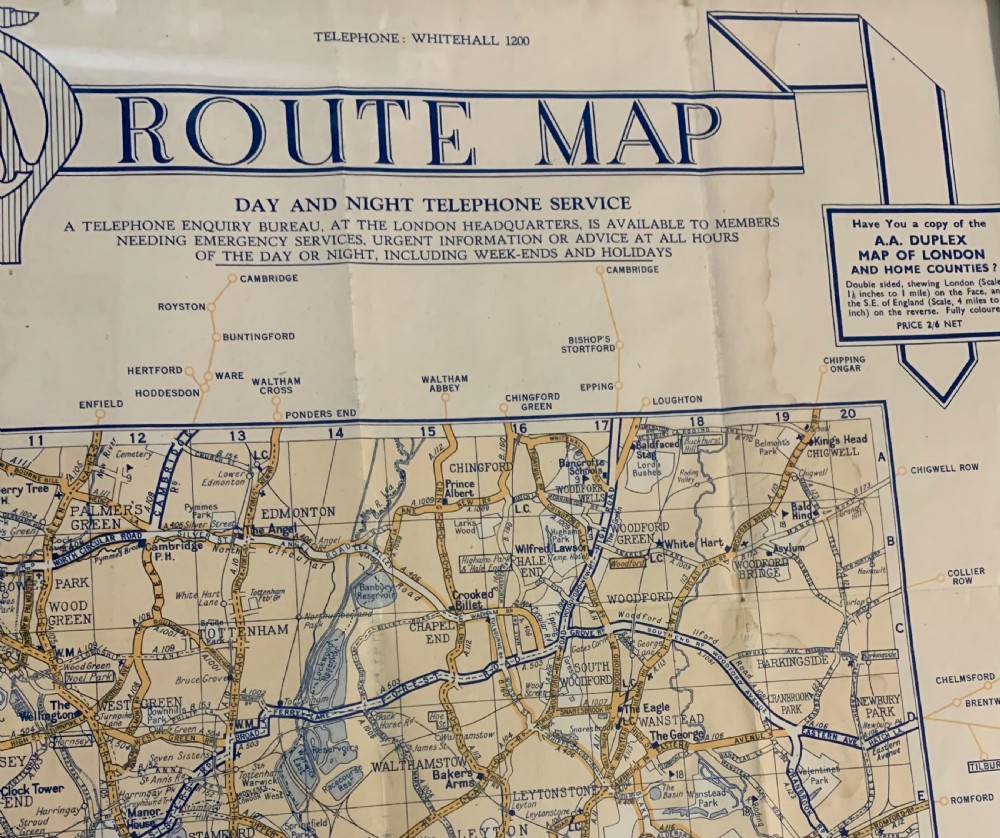AA Duplex Map of London c1930s View II