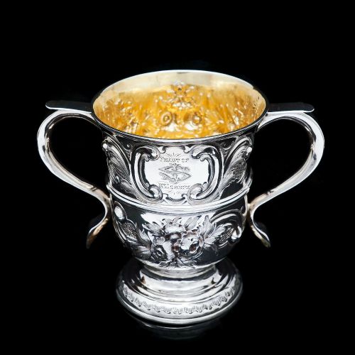 Georgian Solid Silver Loving Cup / Two Handled Cup - London 1748