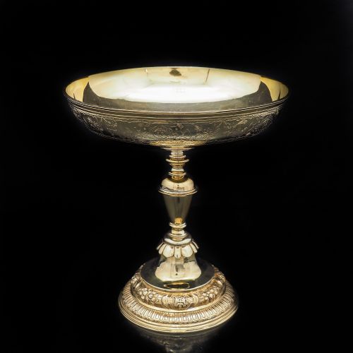 fig 1. A Solid Silver Gilt Tazza With Chased Motifs - Lambert & Co 1907