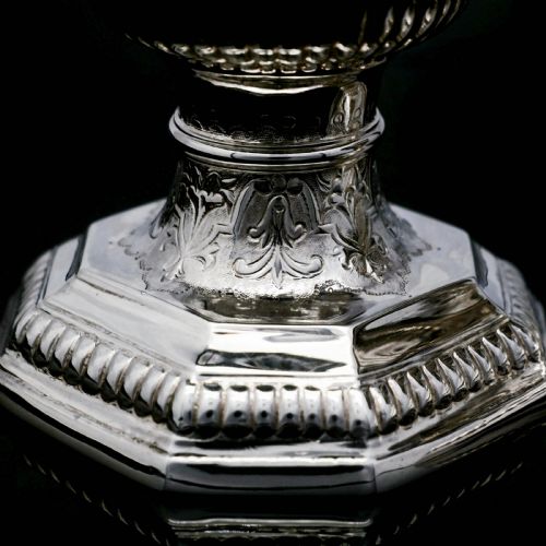 fig 6. A Unique Antique Pair of Solid Silver Salt Cellars, Pedestal Design - Daniel & John Wellby 1886