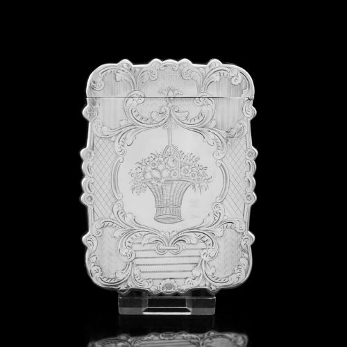 Antique Victorian Solid Silver Card Case with Floral Engravings - Taylor & Perry 1898