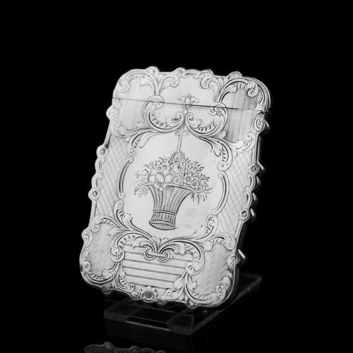 fig 2. Antique Victorian Solid Silver Card Case with Floral Engravings - Taylor & Perry 1898