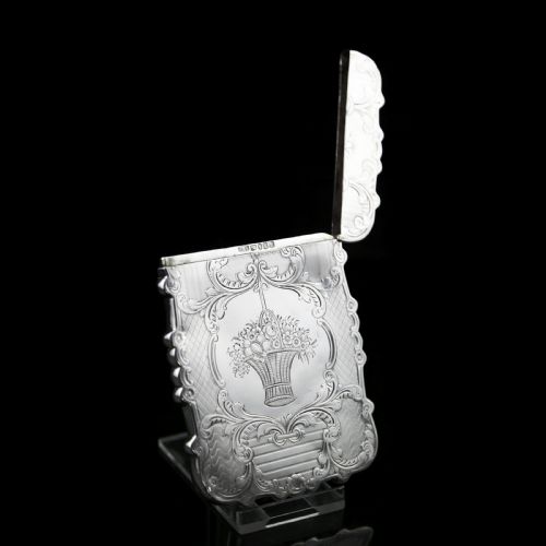fig 3. Antique Victorian Solid Silver Card Case with Floral Engravings - Taylor & Perry 1898