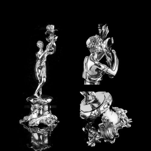 Antique English Solid Silver Figural Candlestick/candleholder - Charles Thomas Fox & George Fox 1842