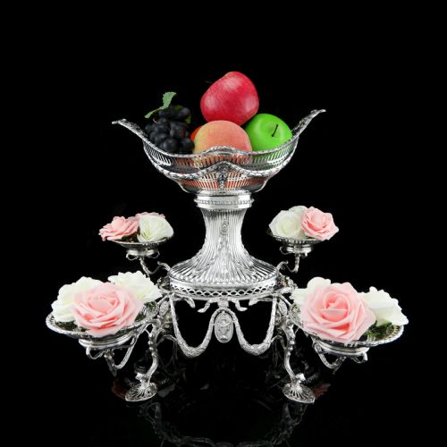 fig 1. Antique Victorian English Solid Silver Epergne Centerpiece in Neoclassical Style - Charles Stuart Harris 1889