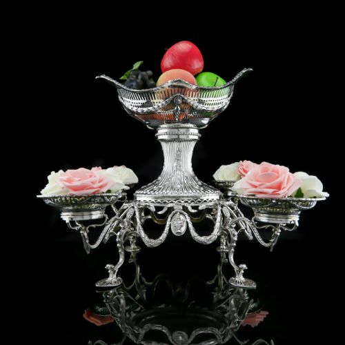 fig 2. Antique Victorian English Solid Silver Epergne Centerpiece in Neoclassical Style - Charles Stuart Harris 1889