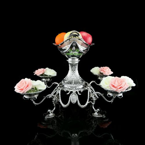 fig 3. Antique Victorian English Solid Silver Epergne Centerpiece in Neoclassical Style - Charles Stuart Harris 1889