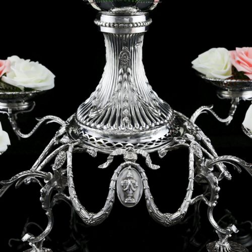 fig 4. Antique Victorian English Solid Silver Epergne Centerpiece in Neoclassical Style - Charles Stuart Harris 1889