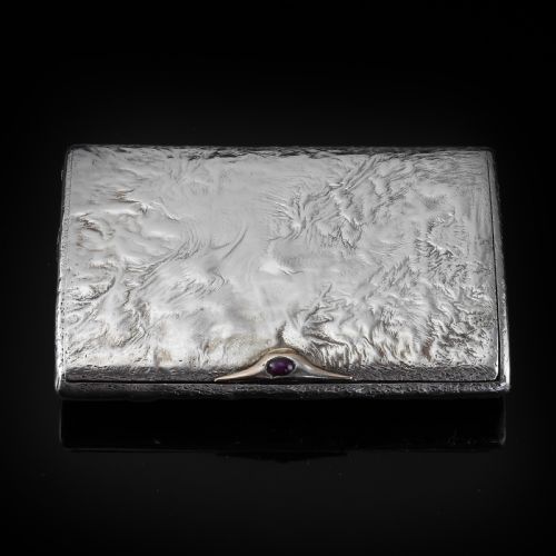 fig 1. Antique Imperial Russian Solid Silver Samorodok Snuff Box Case - Rudolf Veyde c.1900 (??????? ?????)
