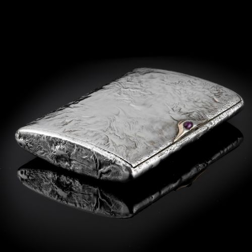 fig 5. Antique Imperial Russian Solid Silver Samorodok Snuff Box Case - Rudolf Veyde c.1900 (??????? ?????)
