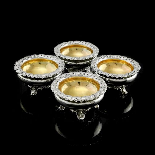 A Magnificent Set of 4 Georgian Solid Silver Salt Cellars - Barnard 1837