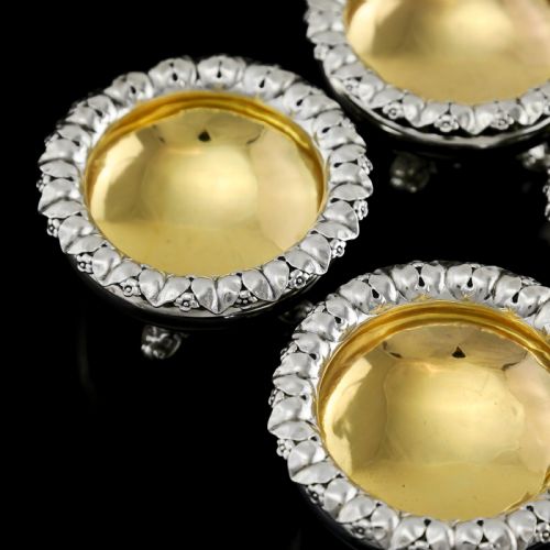 fig 5. A Magnificent Set of 4 Georgian Solid Silver Salt Cellars - Barnard 1837