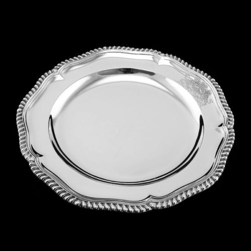 fig 3. Antique Solid Silver Dish with Coat of Arms for Michael Bass, 1st Baron Burton - Garrard 1888
