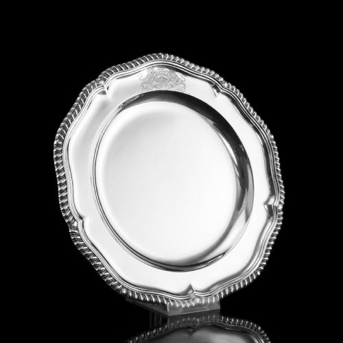 fig 6. Antique Solid Silver Dish with Coat of Arms for Michael Bass, 1st Baron Burton - Garrard 1888