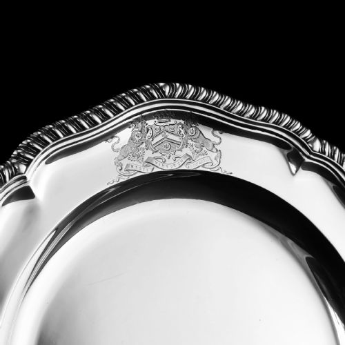 fig 8. Antique Solid Silver Dish with Coat of Arms for Michael Bass, 1st Baron Burton - Garrard 1888
